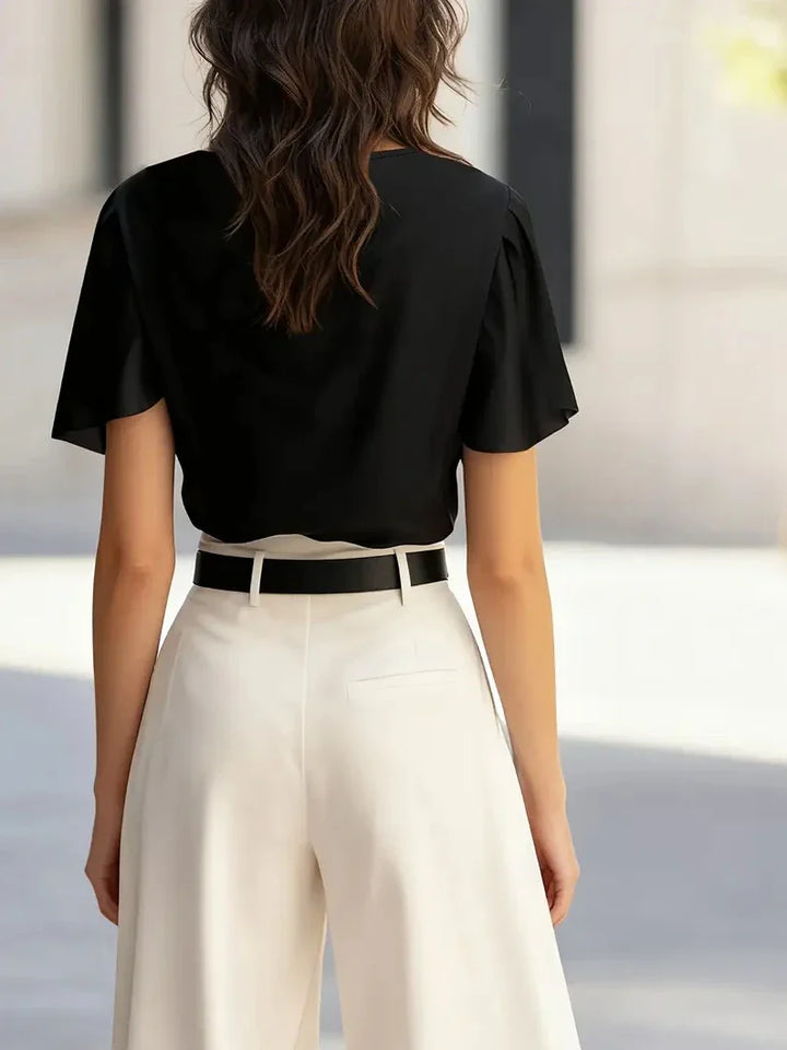 Emma | Women's Draped Cowl Neck Blouse-Omni Prime Goods