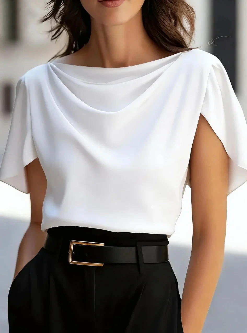 Emma | Women's Draped Cowl Neck Blouse-Omni Prime Goods