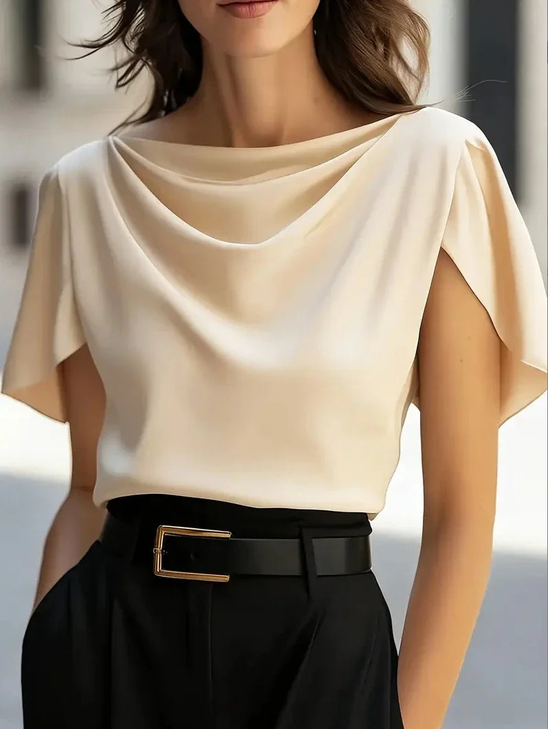 Emma | Women's Draped Cowl Neck Blouse-Omni Prime Goods