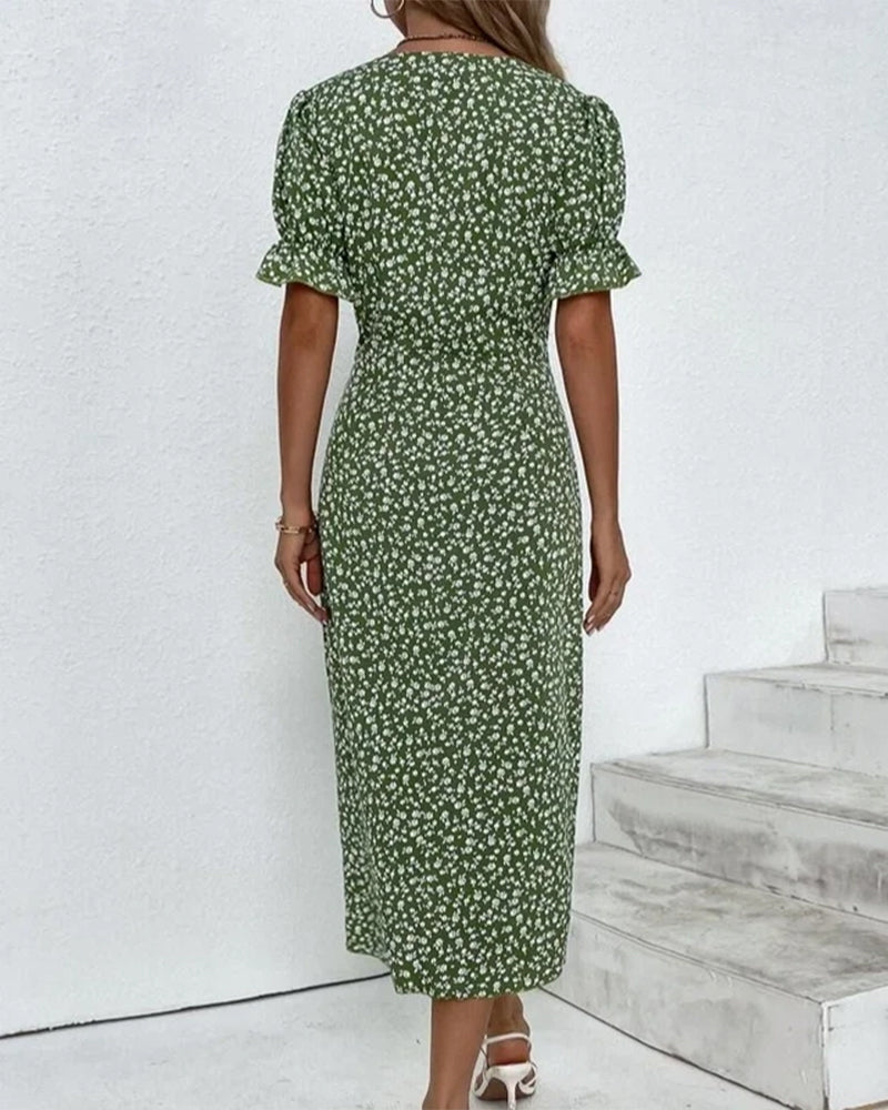 Esme | Women's V-Neck Wrap Midi Dress-Omni Prime Goods