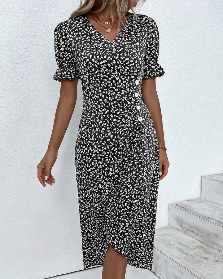 Esme | Women's V-Neck Wrap Midi Dress-Omni Prime Goods