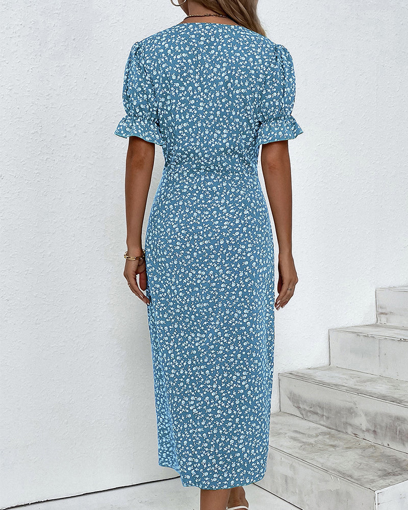 Esme | Women's V-Neck Wrap Midi Dress-Omni Prime Goods