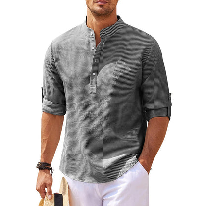 Ezekiel | Men's Casual Roll-Up Sleeve Henley Shirt-Omni Prime Goods
