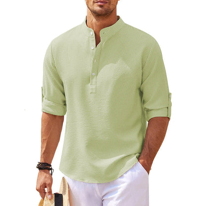 Ezekiel | Men's Casual Roll-Up Sleeve Henley Shirt-Omni Prime Goods