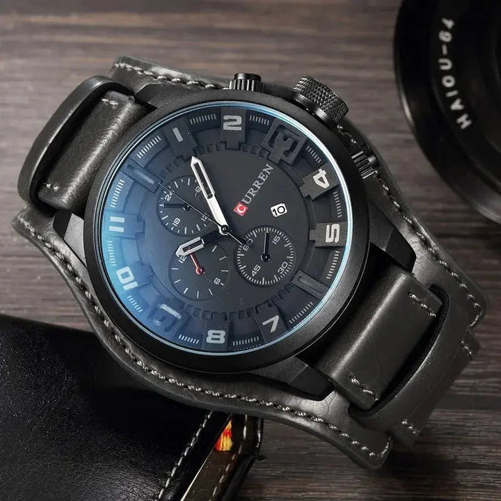 Men's Leather Chronograph Watch