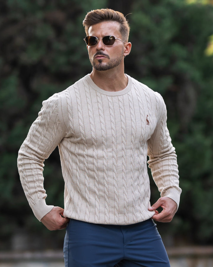 Men's Cable Knit Cotton Pullover Sweater