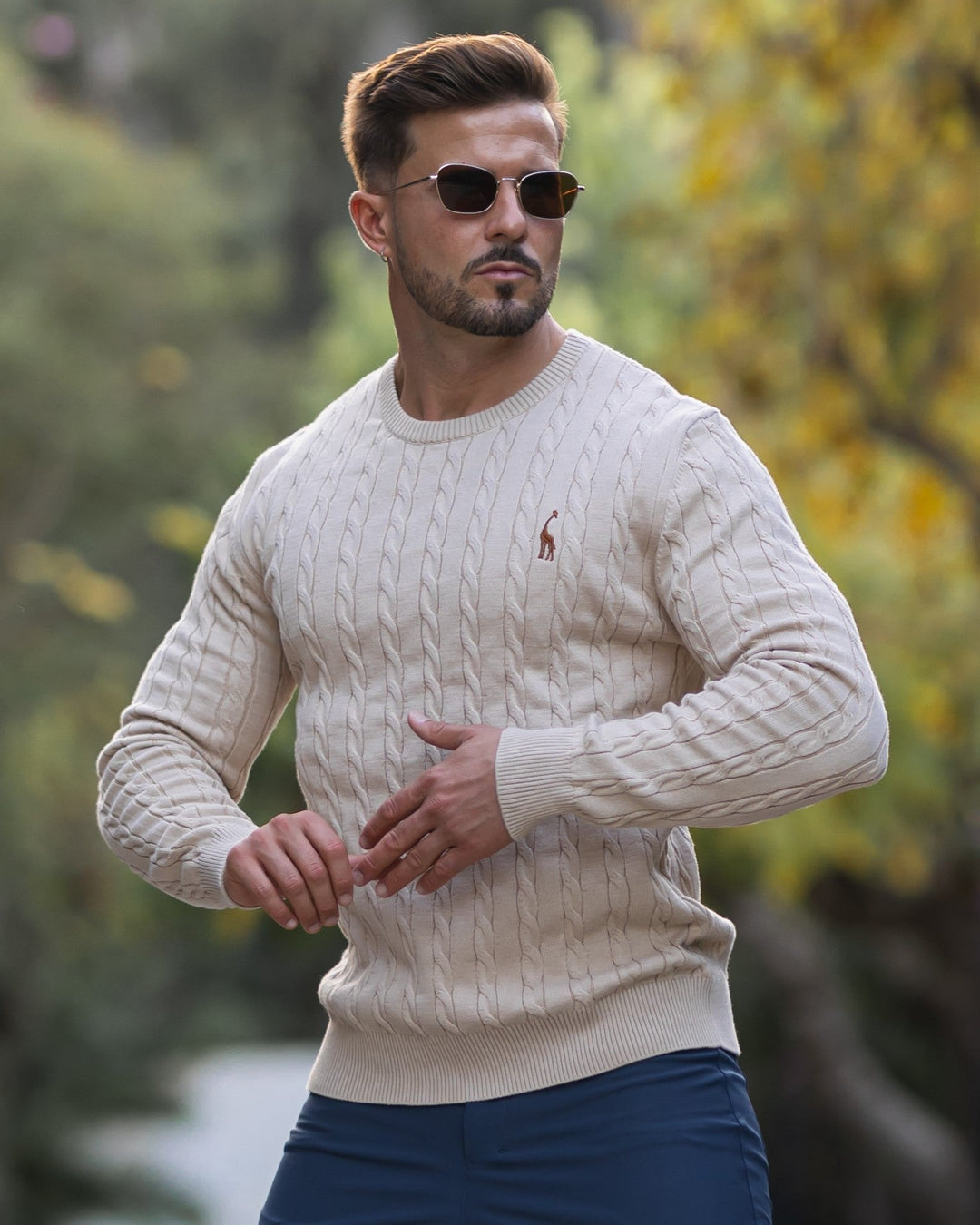Men's Cable Knit Cotton Pullover Sweater