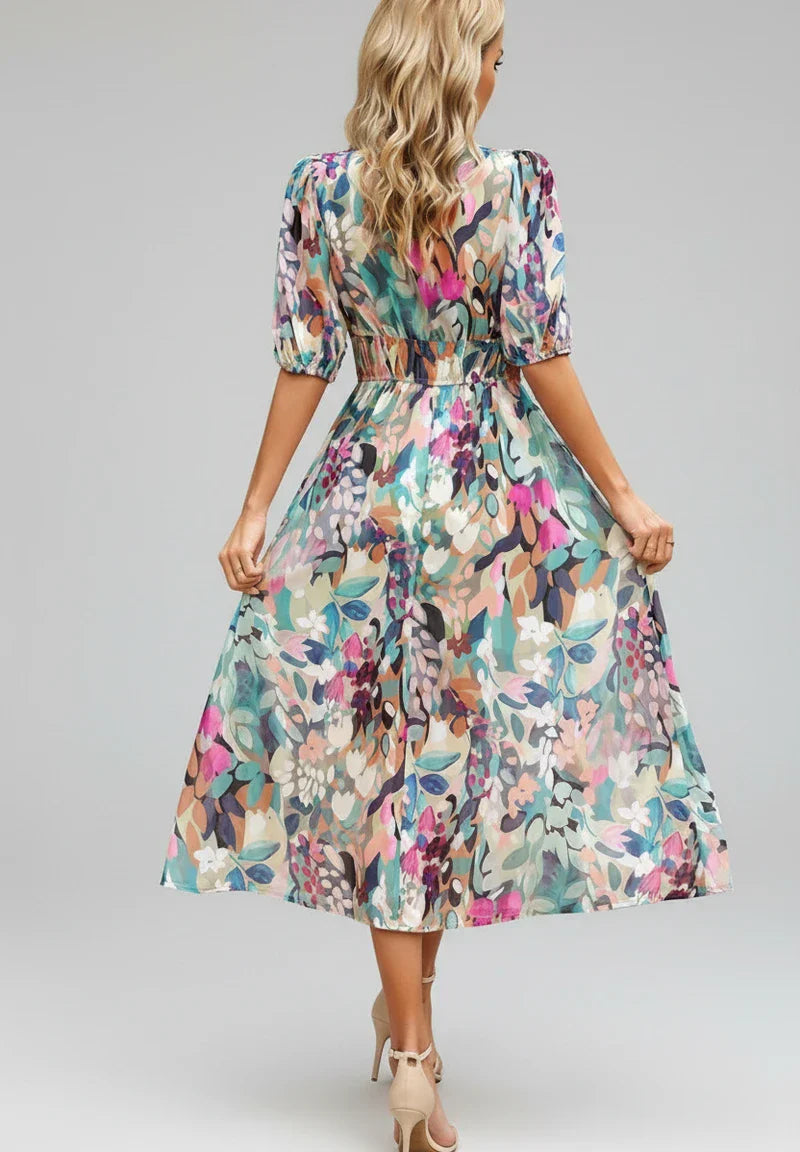 Floral A-Line Midi Dress for Women | Stylish Summer Outfit