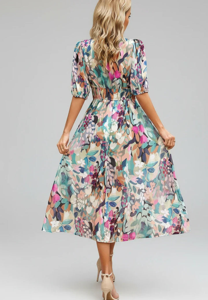 Floral A-Line Midi Dress for Women | Stylish Summer Outfit