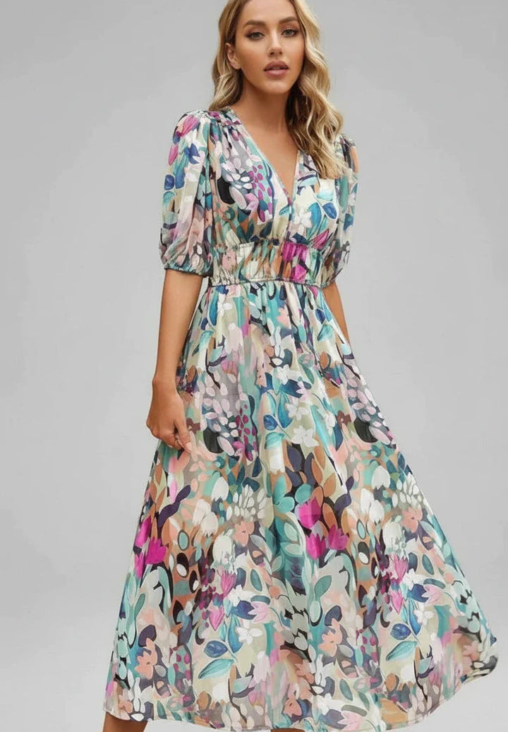 Floral A-Line Midi Dress for Women | Stylish Summer Outfit