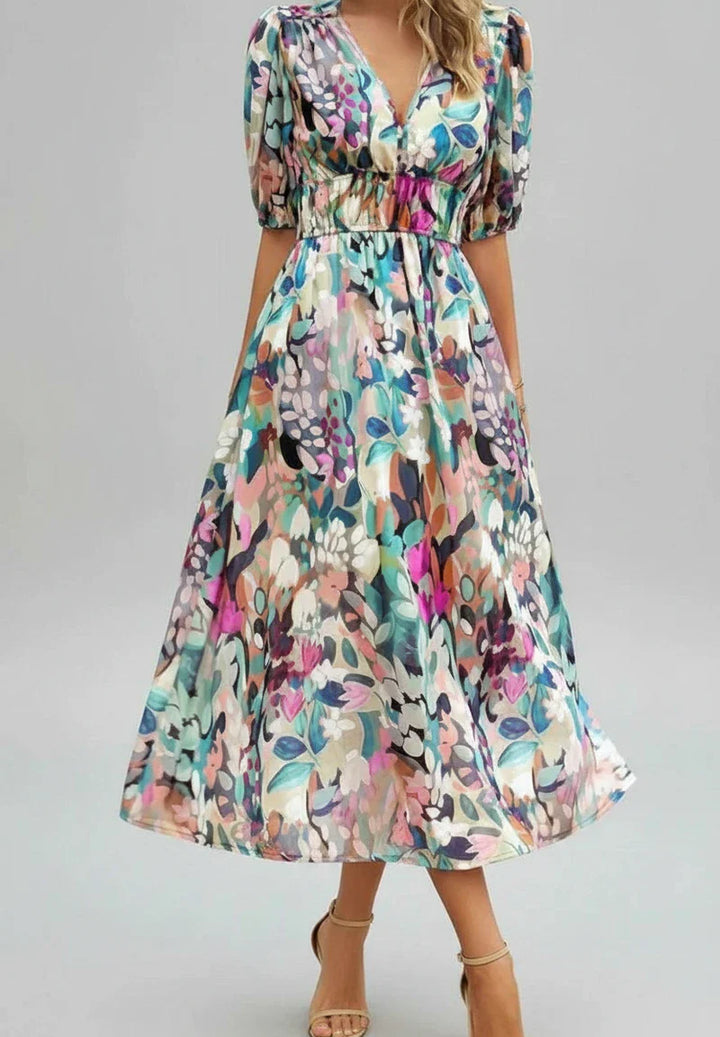 Floral A-Line Midi Dress for Women | Stylish Summer Outfit