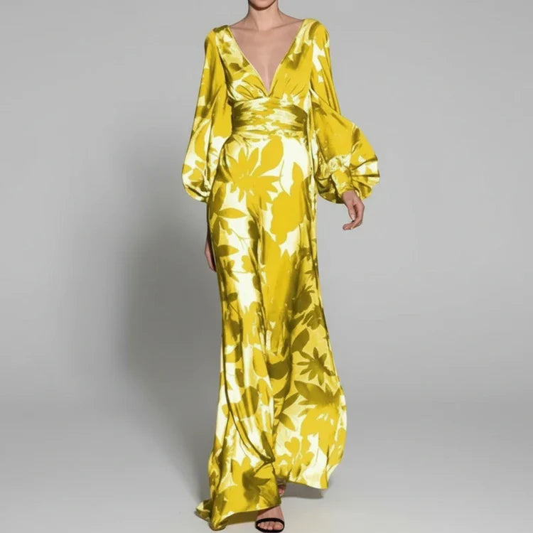 Elegant Floral Evening Maxi Dress for Women
