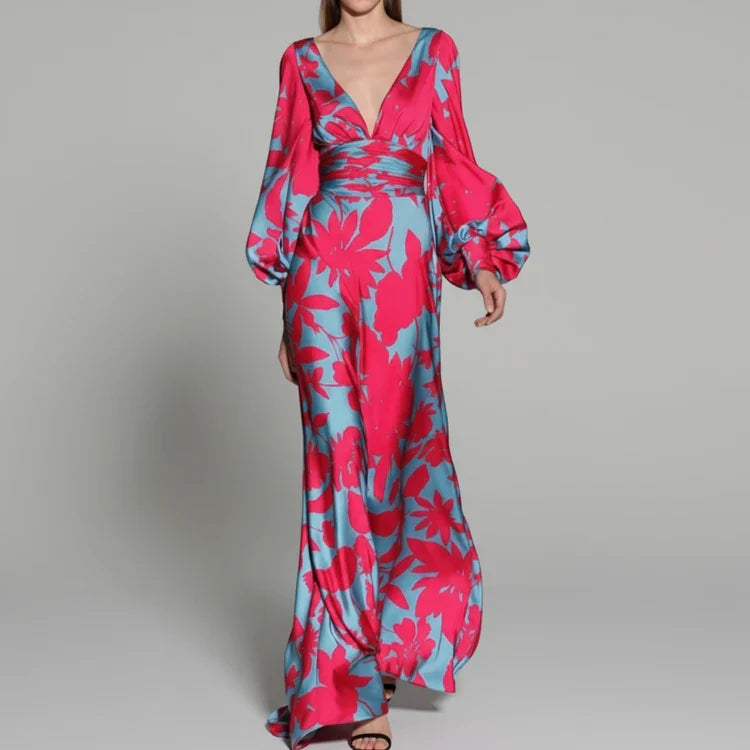 Elegant Floral Evening Maxi Dress for Women
