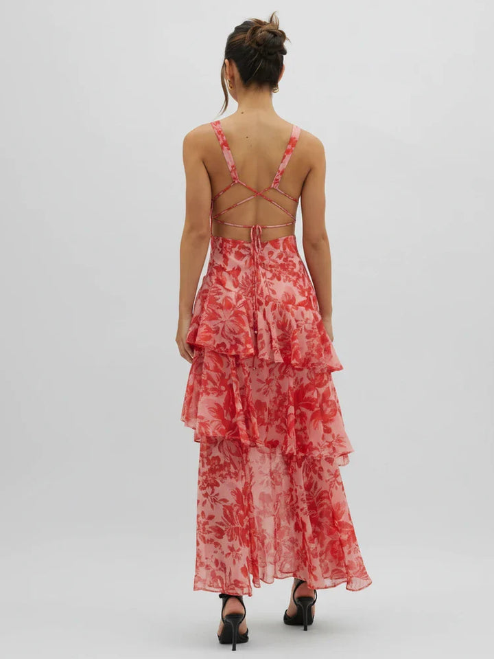 Floral V-Neck Maxi Dress | Women's Elegant Summer Dress