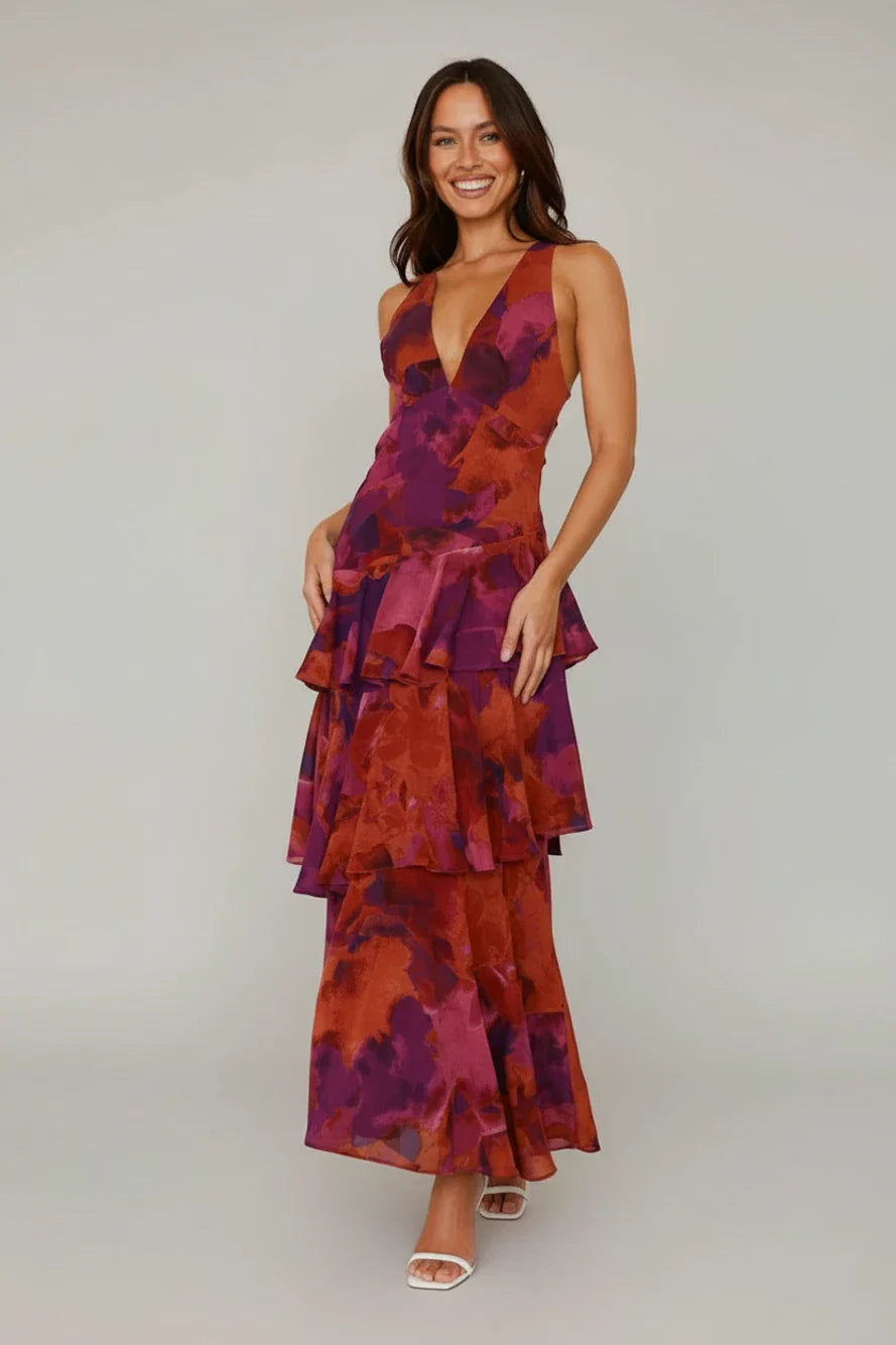 Floral V-Neck Maxi Dress for Women | Stylish Summer Sundress
