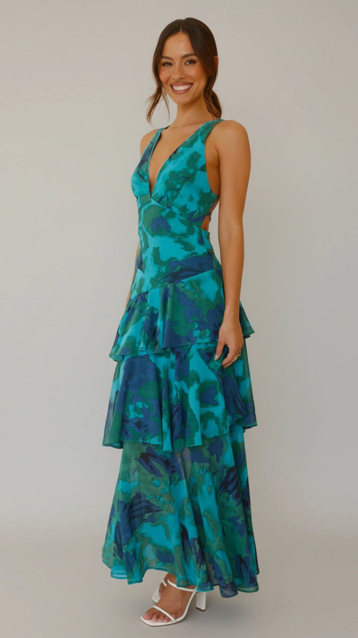 Floral V-Neck Maxi Dress for Women | Stylish Summer Sundress