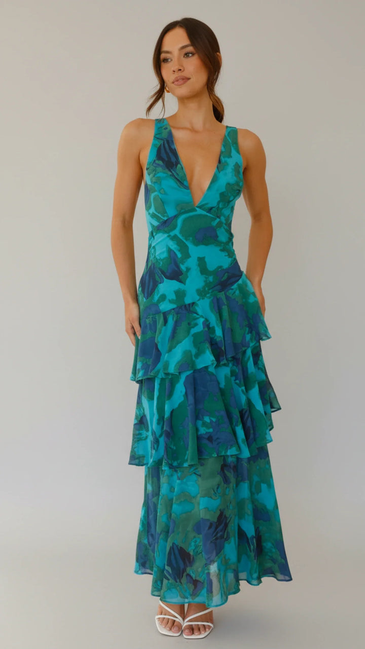 Floral V-Neck Maxi Dress for Women | Stylish Summer Sundress