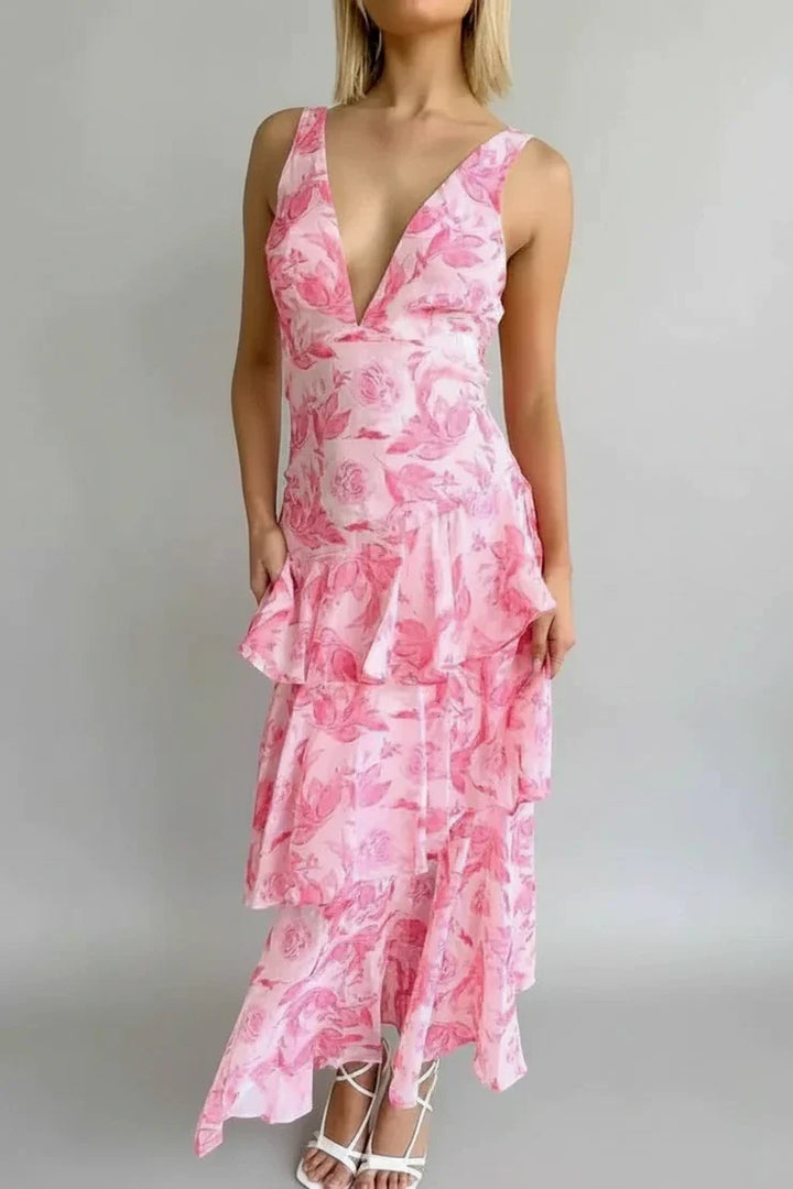 Floral V-Neck Maxi Dress for Women | Stylish Summer Sundress