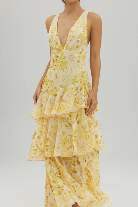 Floral V-Neck Maxi Dress for Women | Stylish Summer Sundress