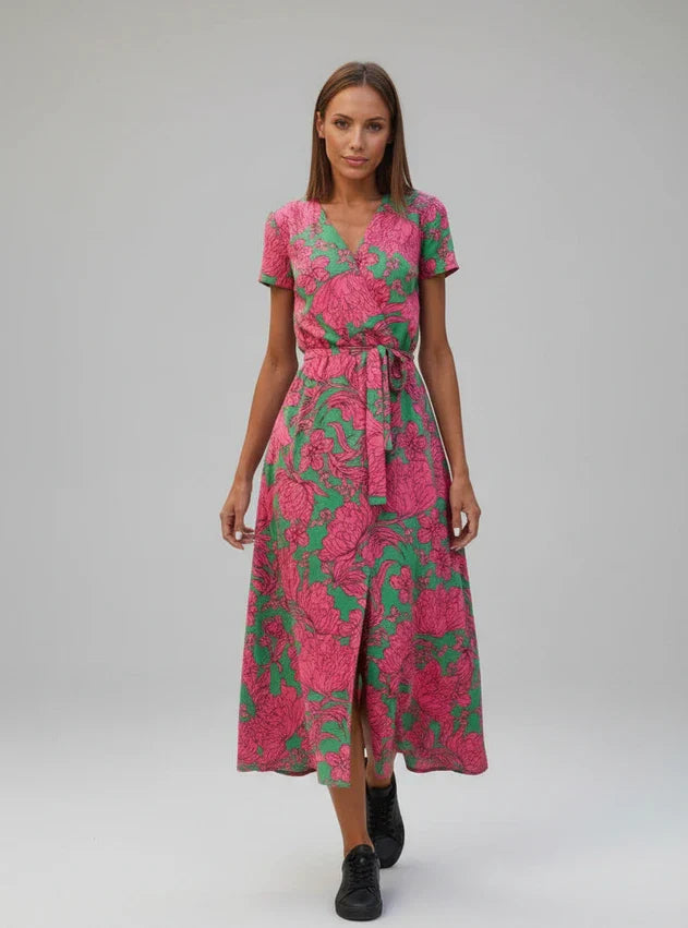 Floral Wrap Midi Dress for Women | Stylish Floral Dress