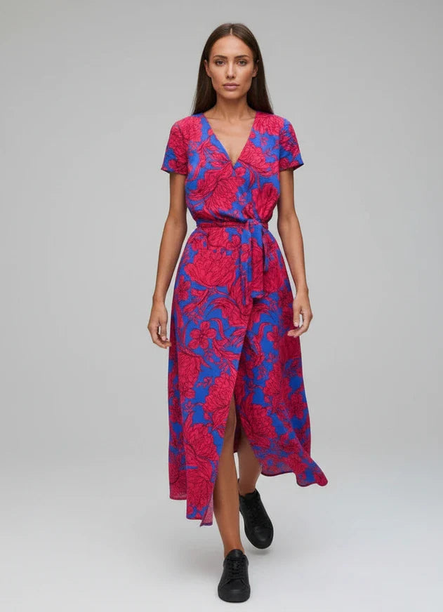 Floral Wrap Midi Dress for Women | Stylish Floral Dress