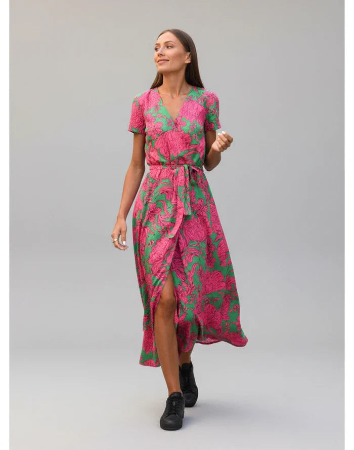 Floral Wrap Midi Dress for Women | Stylish Floral Dress