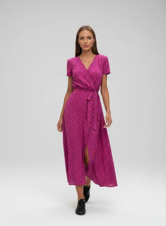 Floral Wrap Midi Dress for Women | Stylish Floral Dress