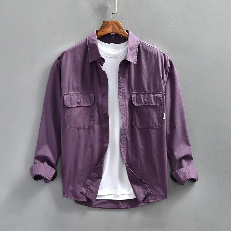 Fred | Men's Casual Long Sleeve Button-Up Shirt-Omni Prime Goods