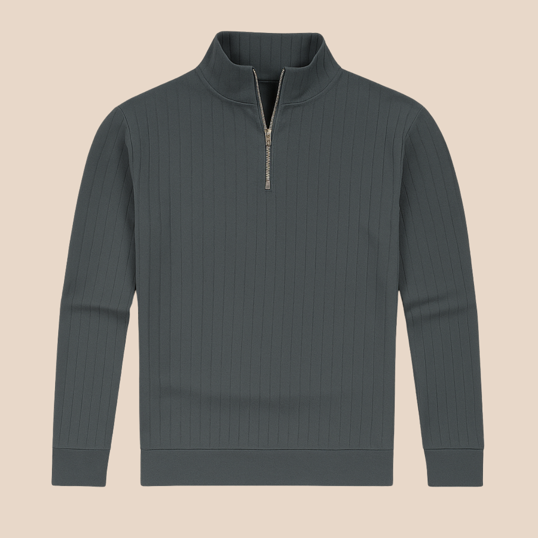 Men's Ribbed Half Zip Jumper for Comfortable Style