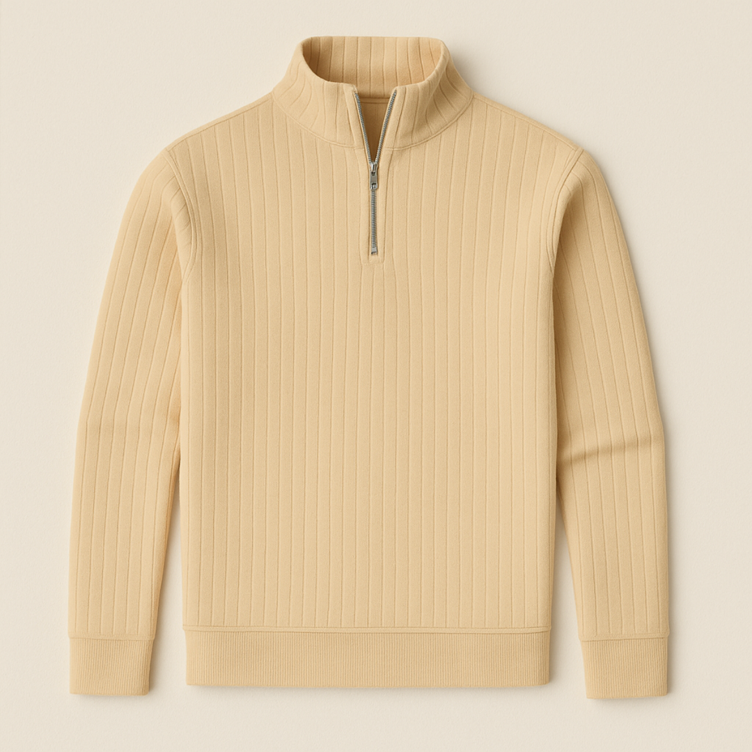 Men's Ribbed Half Zip Jumper for Comfortable Style