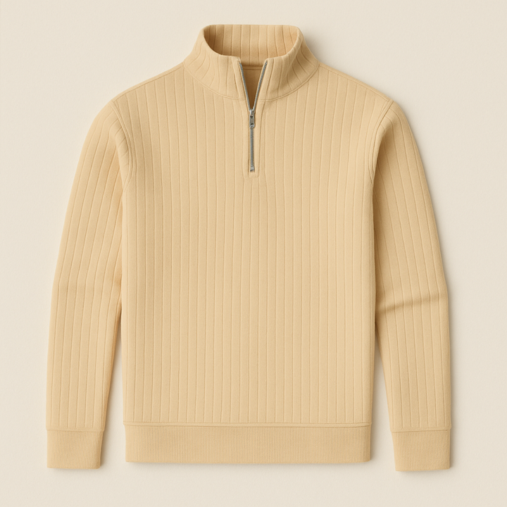 Men's Ribbed Half Zip Jumper for Comfortable Style