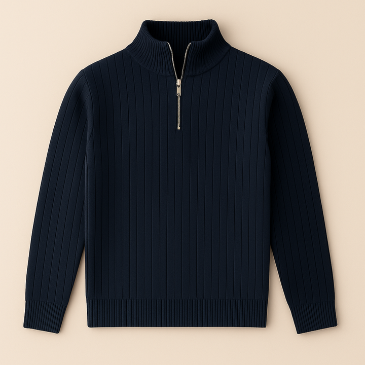 Men's Ribbed Half Zip Jumper for Comfortable Style