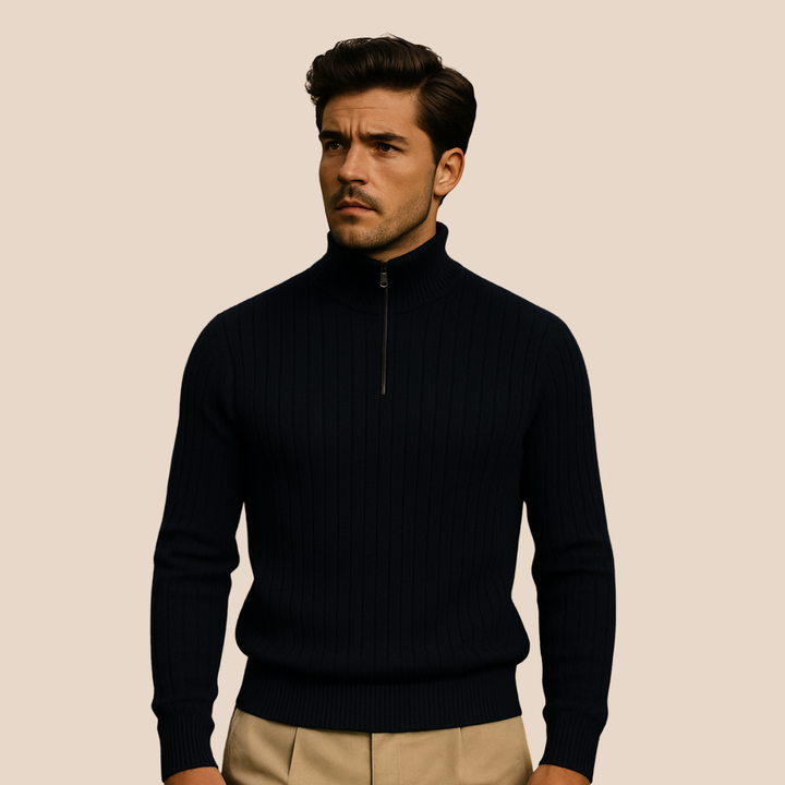 Men's Ribbed Half Zip Jumper for Comfortable Style