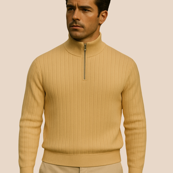 Men's Ribbed Half Zip Jumper for Comfortable Style