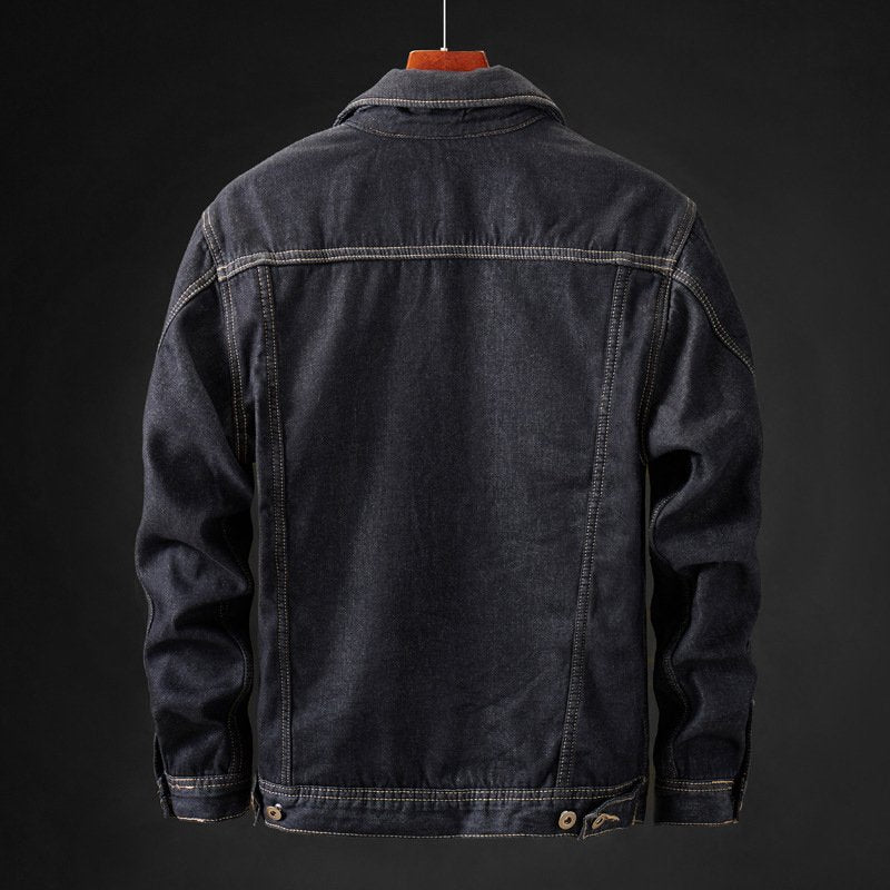 Men's Padded Denim Jacket with Cozy Fleece Lining