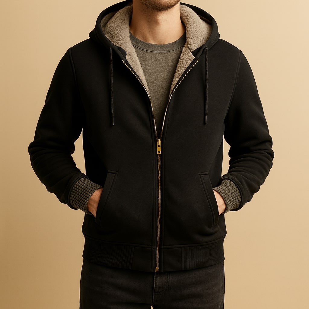 Men's Warm Lined Hooded Jacket