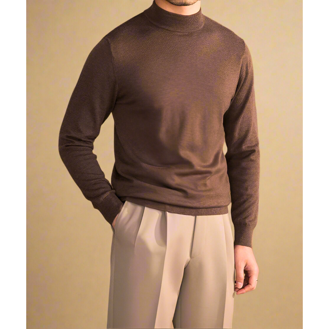 Men's Classic Wool Turtleneck Sweater - Elegant & Comfortable