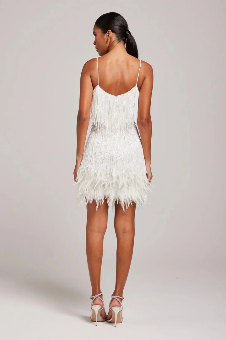Gabrielle | Women's Mini Dress with Feather Fringe