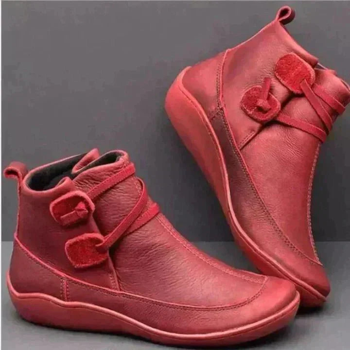 Galaris | Women's Orthopaedic Mid-Top Boots with Buckle Strap Design-Omni Prime Goods