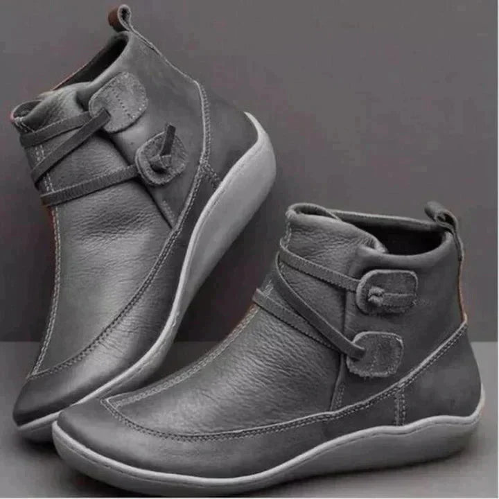 Galaris | Women's Orthopaedic Mid-Top Boots with Buckle Strap Design-Omni Prime Goods