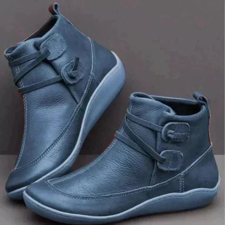 Galaris | Women's Orthopaedic Mid-Top Boots with Buckle Strap Design-Omni Prime Goods
