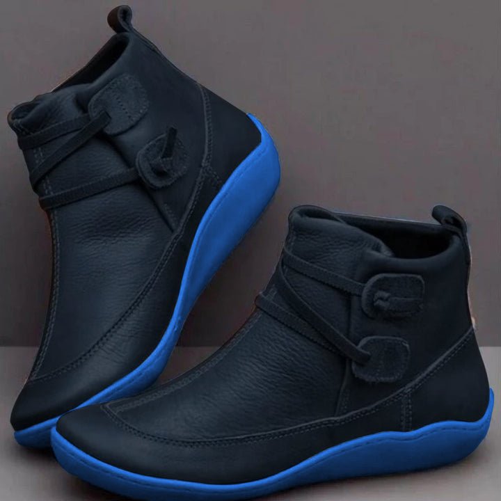 Galaris | Women's Orthopaedic Mid-Top Boots with Buckle Strap Design-Omni Prime Goods
