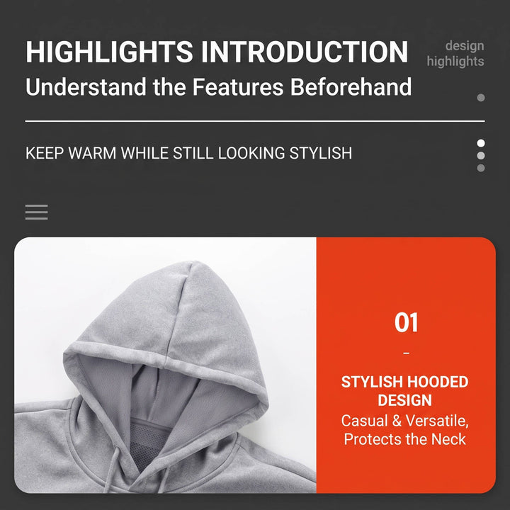 Men's Electric Heated Hoodie with Fleece Lining for Winter Warmth