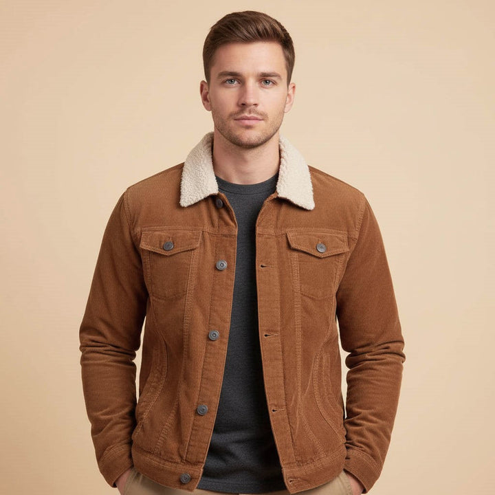 Men's Corduroy Jacket with Sherpa Lining