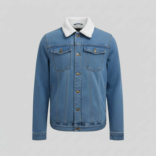 Giacca da uomo in denim foderata in pile sherpa - Calda, perfetta per l'inverno