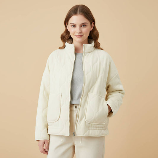 Veste matelassée légère pour femme avec rembourrage en coton et fermeture éclair