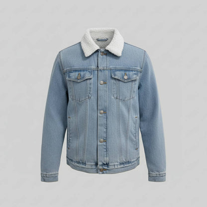 Herren-Jeansjacke mit Fleecefutter und Sherpa-Kragen - Warmes Wintermodell