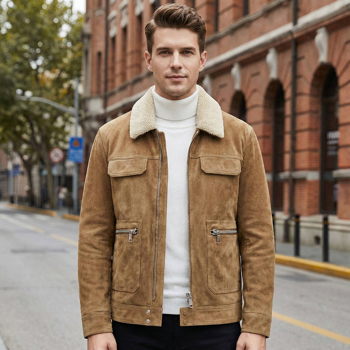 Men's Suede Casual Trucker Jacket