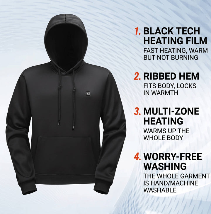 Men's Electric Heated Hoodie with Fleece Lining for Winter Warmth
