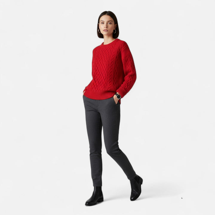 Women's Cable Knit Sweater | Round Neck Design